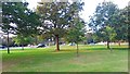 View across the green in front of Frimley Park Hospital