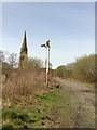 Semaphore signal along disused railway trackbed at Silverdale