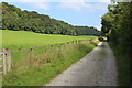 Track and footpath by Baston Hall