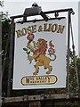 The Rose & Lion sign