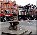 Stone fountain and market cross in the centre of Oswestry