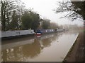 SP2965 : Foggy morning, Warwick – moorings, Grand Union Canal near Bridge 46 by Robin Stott