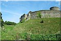 Ditch and outer wall of Kidwelly Castle