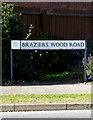 TM1841 : Braziers Wood Road sign by Geographer
