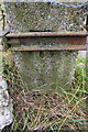 SU3990 : Benchmark behind clamp on gatepost near Woodhill Farm by Roger Templeman