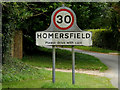 TM2885 : Homersfield Village Name sign on St.Cross Road by Geographer