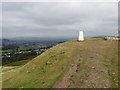SD5388 : The Helm and its Triangulation Pillar with Oxenholme and Kendal in the background by Peter Wood