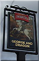 Sign for the George and Dragon pub, Flockton