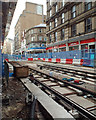 Midland Metro extension track partly laid, Stephenson Street, Birmingham