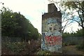 Graffiti on dismantled railway bridge near Fosters Park, St Helens