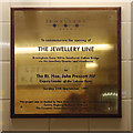 Plaque to mark the opening of the Jewellery Line, Snow Hill Station, Birmingham, 1995