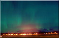 Aurora borealis over Setters Hill Estate, Baltasound