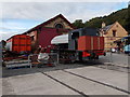 SD3484 : Chimneyless locomotive at Haverthwaite  by Jaggery
