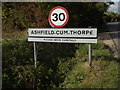 TM2162 : Ashfield Cum Thorpe Village Name sign on The Street by Geographer
