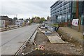 Tram tracks in front of the college