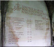 TR1557 : Canterbury Cathedral: remembrance wall  by Stephen Craven