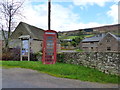 Telephone box and village notice board, Bettws