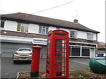 TQ0174 : Phone box and shops on Coppermill Road, Wraysbury by David Howard