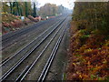 Looking along railway towards Brookwood Station