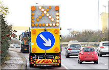 J3876 : Self-propelled road sign, Sydenham bypass, Belfast (November 2014) by Albert Bridge