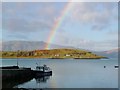 NM9045 : The Lismore ferry and a rainbow by Gordon Brown