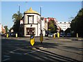 Flexible yellow bollards at a mini-roundabout, Lower Ford Street, Coventry