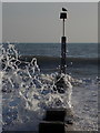 SZ0790 : Westbourne: seaspray on groyne 6 by Chris Downer