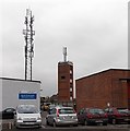 SU5290 : Communications tower and fire station tower in Didcot by Jaggery