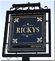 Sign for Rickys Bar, Huddersfield