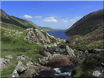 SH7161 : Stream leading down to the SW end of Llyn Cowlyd Reservoir by Colin Park