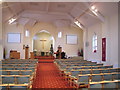 SD2907 : Formby Methodist Church interior with digital hymn text by David Hawgood