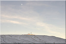 NO1477 : Moon above Glenshee Ski Centre by Mike Pennington