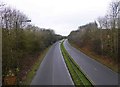 The A429 road heading towards Northleach, at Cirencester, Glos