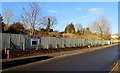 Fenced-off site of demolished prefabs in Brynglas, Newport