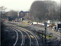SO9668 : Bromsgrove Station Work on New Tracks For Station January 2015 by Roy Hughes