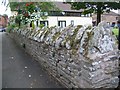 Stone wall along path between churchyard and Rowberry Street