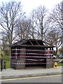 Burnt-out bus shelter, Sidmouth