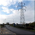 Electricity pylon towers over Pencoed Way, Pencoed