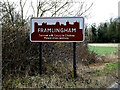 Framlingham Town sign on the B1119 Saxtead Road