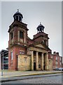 SD5429 : Front Portico and Towers of the Former St Augustines of Canterbury RC Church, Preston by David Dixon