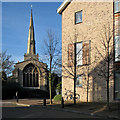 Chesterton spire from Scholars Walk