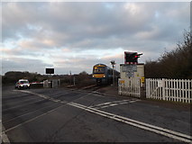 TM3975 : Train at Bramfield Level Crossing by Geographer