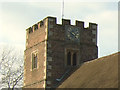 TQ2567 : St Lawrence church, Morden: tower and clock by Stephen Craven