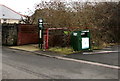 Donations bin and bus stop, Albion Road, Pontypool