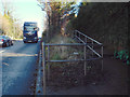 Footpath parts from carriageway near the summit of Dawlish Road, Teignmouth