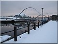 NZ2564 : Gateshead Millennium Bridge in the Snow by Andrew Tryon