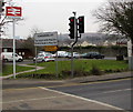 Juxtaposed railway station sign and town name sign, Pontarddulais