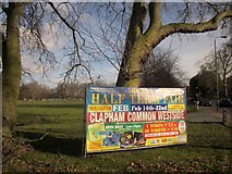 TQ2874 : Poster for fair, Clapham Common by Derek Harper