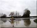 Road junction with water feature