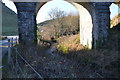 SY9682 : River Corfe under the railway viaduct by N Chadwick